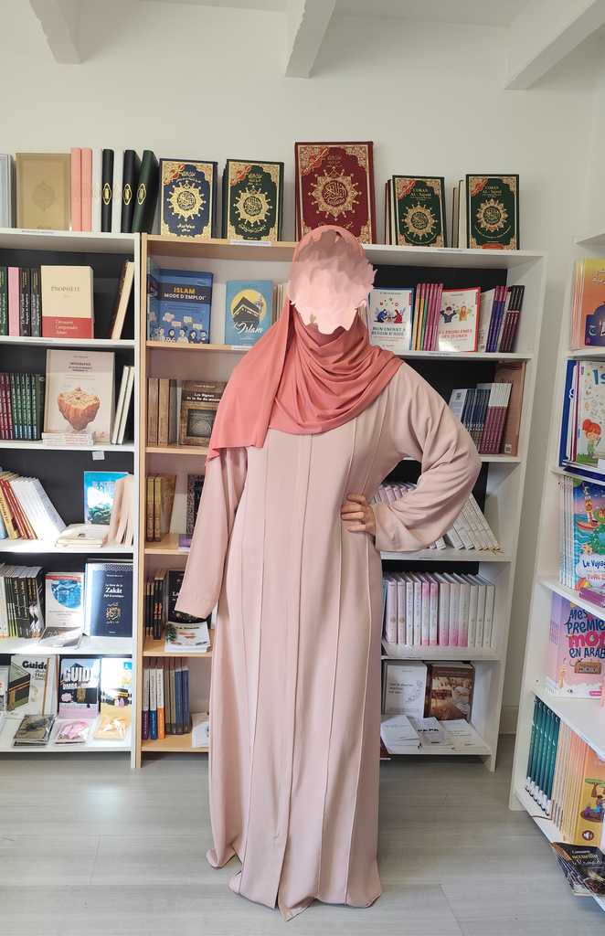 ABAYA ZIP VIEUX ROSE